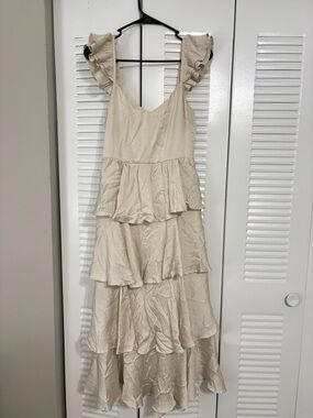 Ruffled Tiered Maxi Dress in Cream